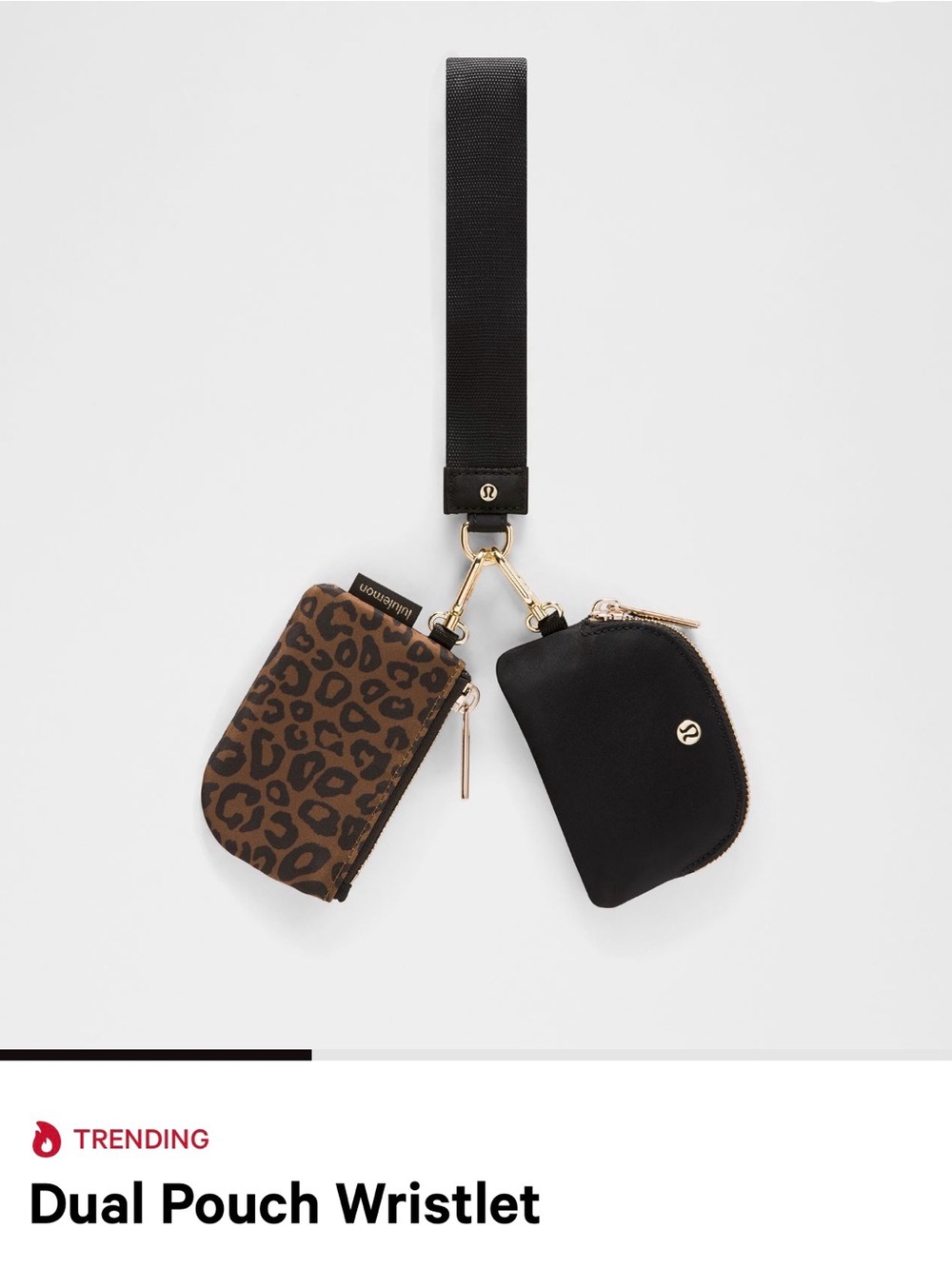 lululemon athletica Dual Pouch Wristlet — Black & Brown Leopard